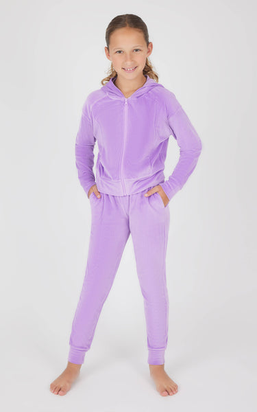 Girls Rib Velour Zip Jacket and Jogger - Set