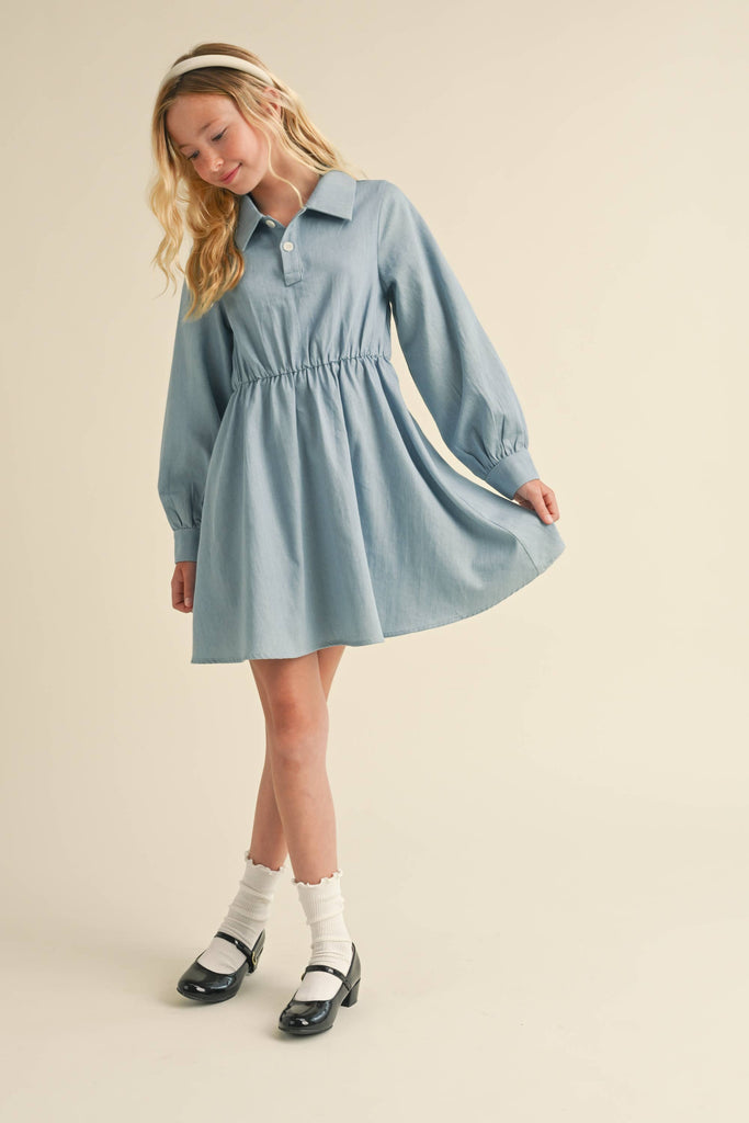 TWEEN KIDS GIRLS LONG SLEEVE SHIRT DRESS (7-12) Jena Bug Baby TWEEN KIDS GIRLS LONG SLEEVE SHIRT DRESS (7-12) Jena Bug Baby