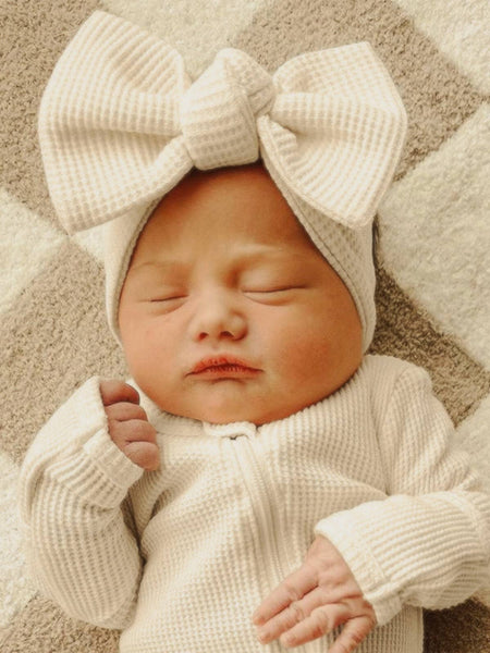 Organic Waffle Knot Bow, Snow