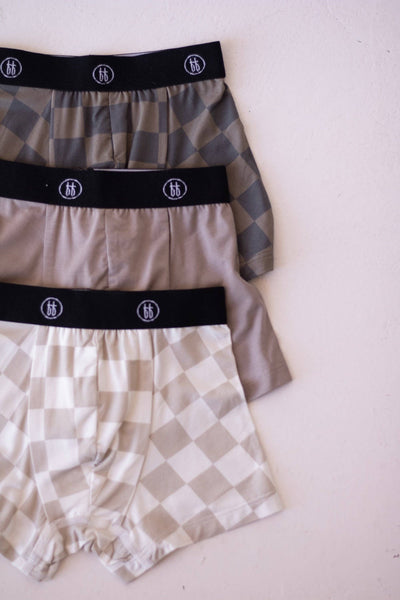 Bamboo Boxers (3 Pack) | Checkerboard & Faded Brown Checkerboard