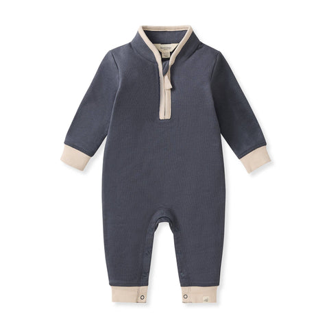 Quarter-Zip Baby Boy Jumpsuit