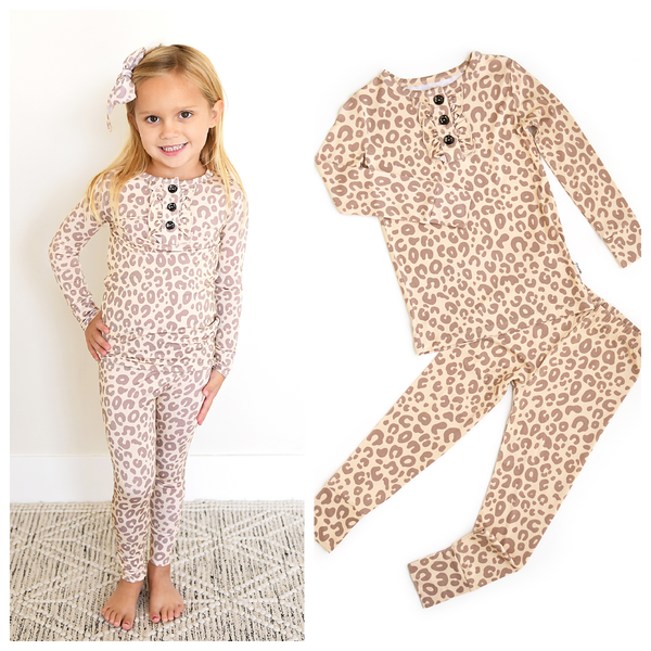 Amari Leopard RUFFLE TWO PIECE Bamboo Girls Lounge Set