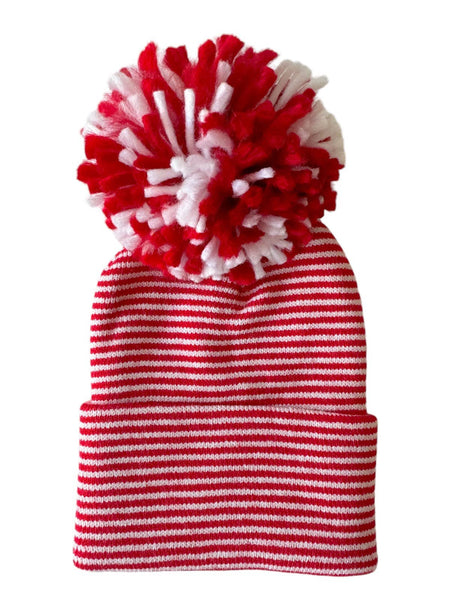 Baby's First Hat®, Red/White Stripe Pom