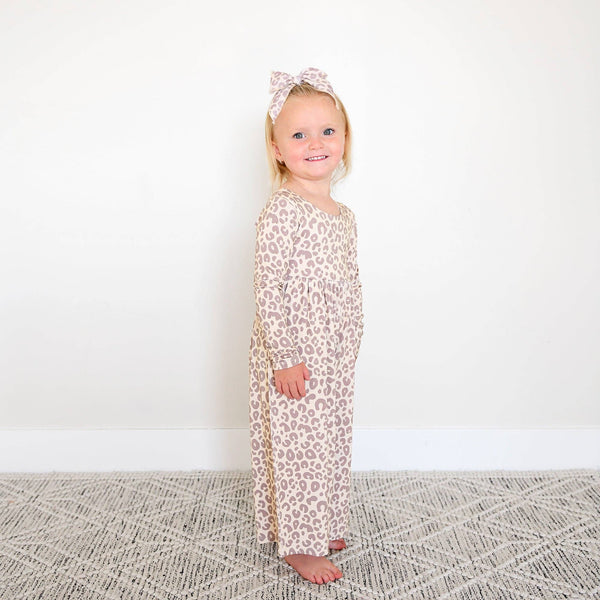 Amari Leopard WIDE LEG ROMPER Bamboo Kids Clothing Outfit