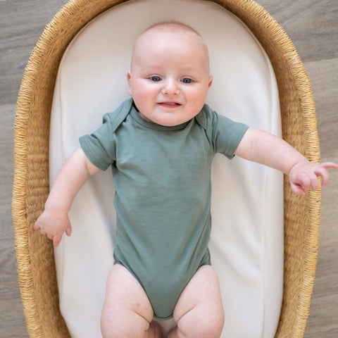 Organic Cotton Short Sleeve Bodysuit – Basil Green