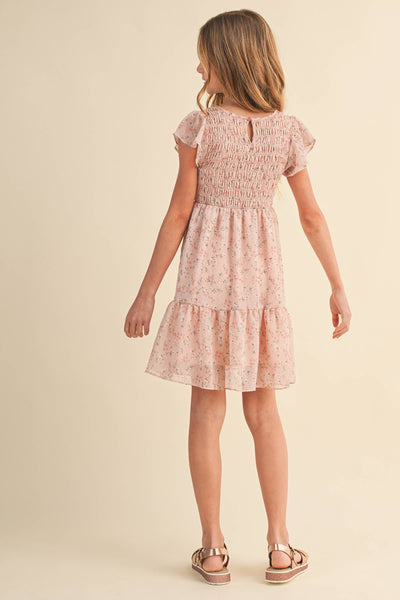 TWEEN KIDS GIRLS SMOCKED FLOUNCE DRESS (9-12)