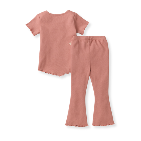 Waffle Tee & Flare Pants Set