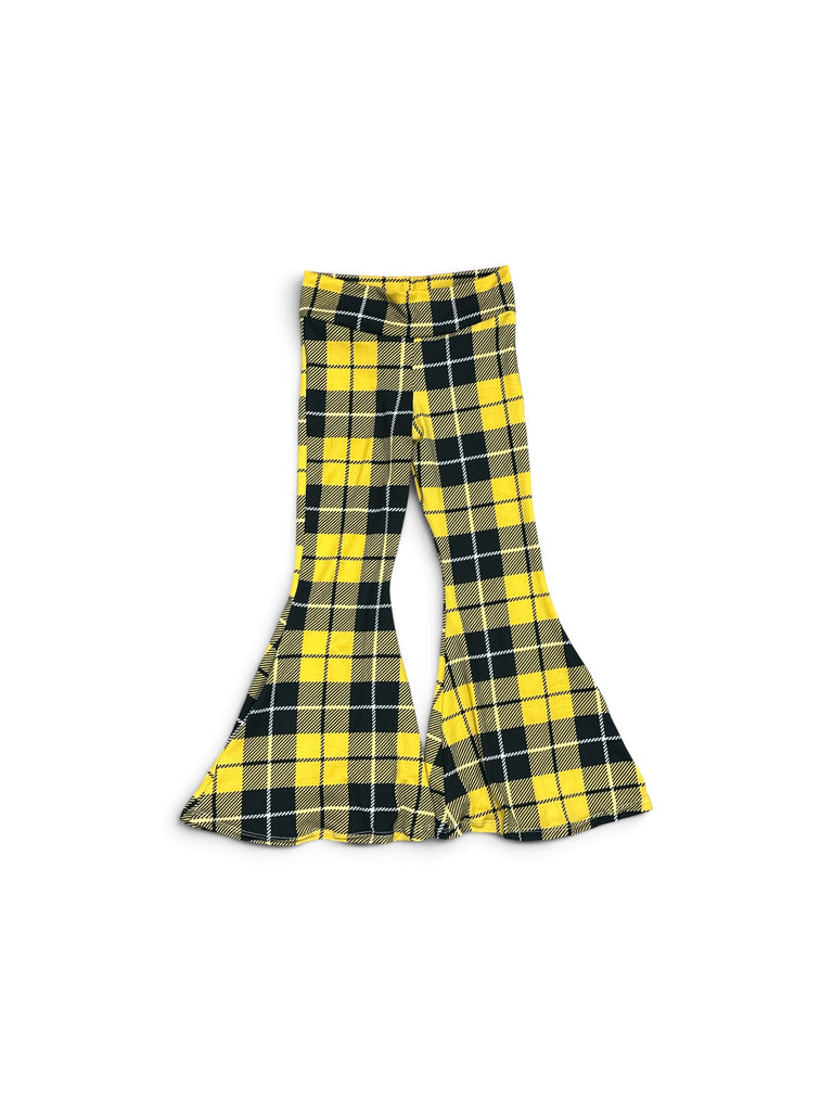 Black+Gold Plaid Toddler Bell Bottoms