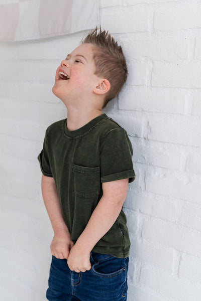 Lindworm Green Stonewash Kids Pocket Tee