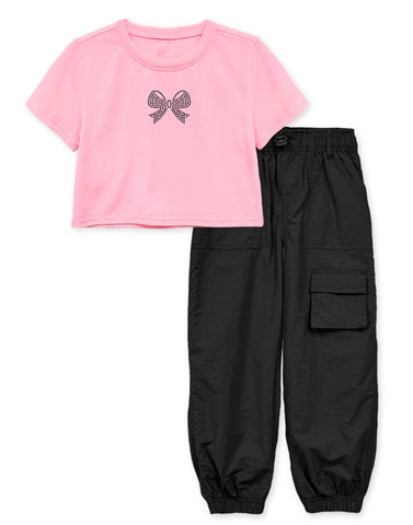 Girl's 2 pc Bow Top & Cargo Pant Set