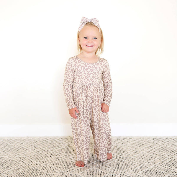 Amari Leopard WIDE LEG ROMPER Bamboo Kids Clothing Outfit