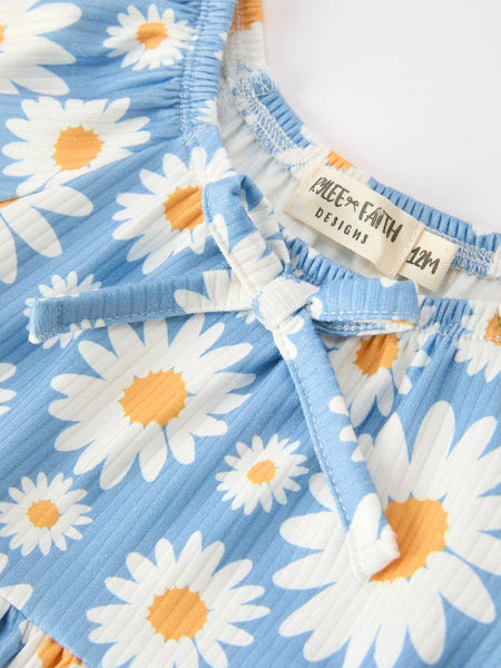 Summer Daisy Romper Bow Ruffle
