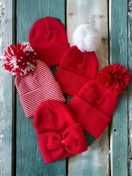 Baby's First Hat®, Red/White Stripe Pom