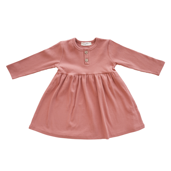 Terracotta Organic Ribbed Cotton Dress
