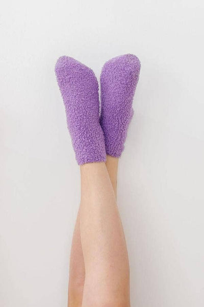 Lilac/Coconut Bow Cozy Socks