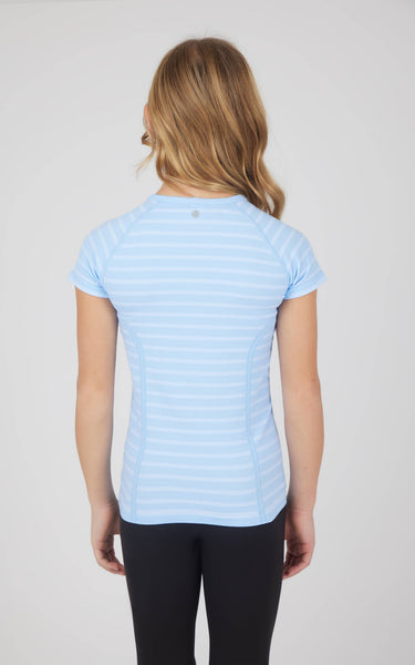 Girls Stripe Seamless Crewneck Short-Sleeves Everyday Tee