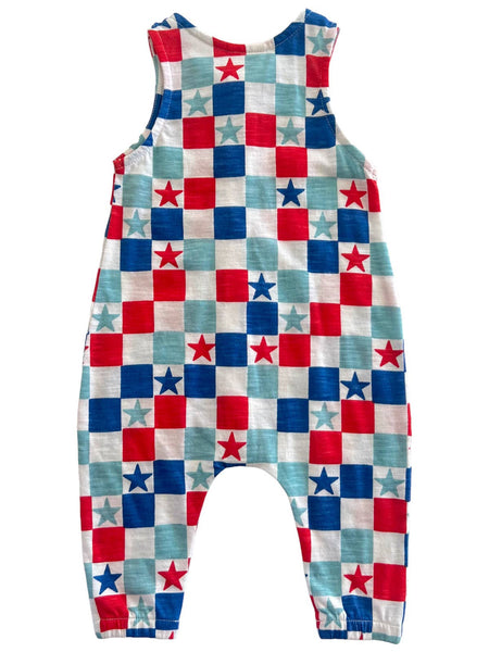 Red, White & Blue Checkerboard / Organic Bay Jumpsuit (Baby)