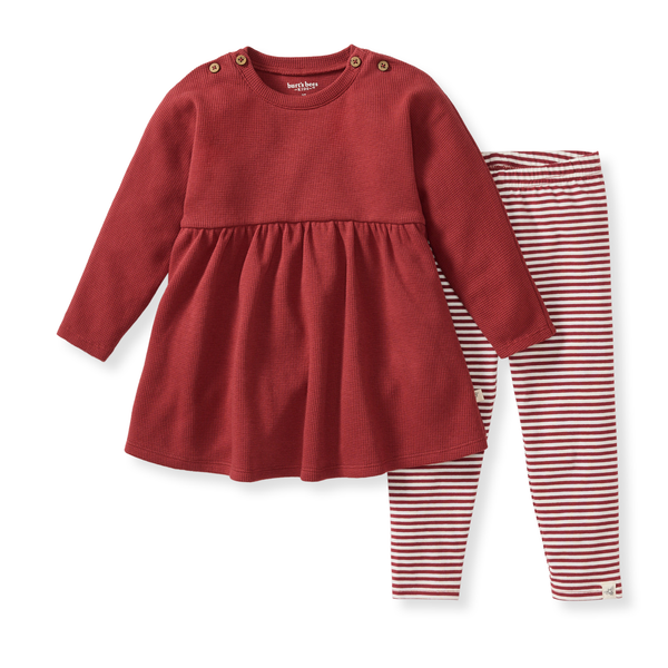 Brick Thermal Organic Girl Tunic & Pants Set