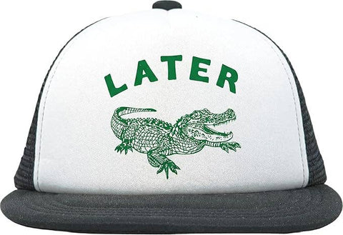 Flat Brim Trucker Hat - Lator Alligator - Black/White