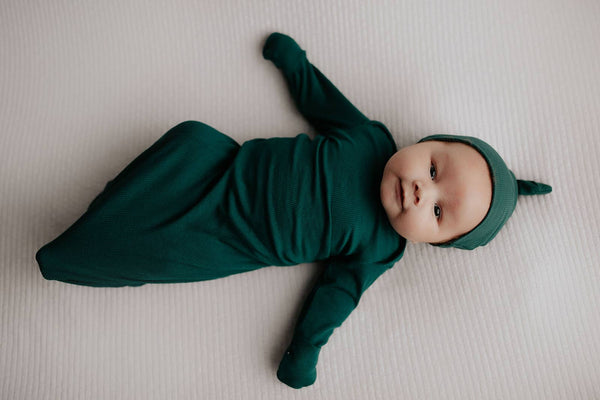 Forest Green Ribbed Knotted Gown