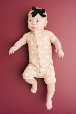 Beige Magical Mouse Bamboo Short Romper