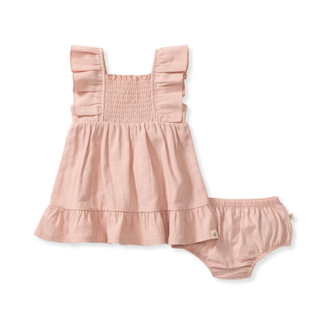 Smokey Rose Gauze Organic Pink Dress