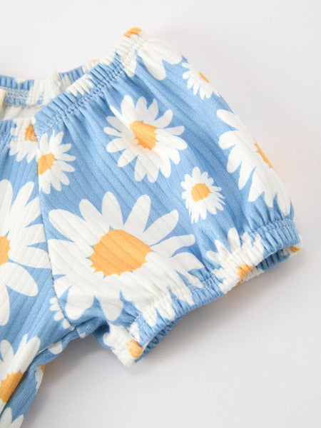 Summer Daisy Romper Bow Ruffle