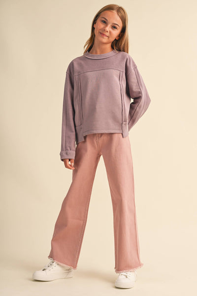 DUSTY MAUVE GIRLS CREW NECK SWEATSHIRT (7-14)