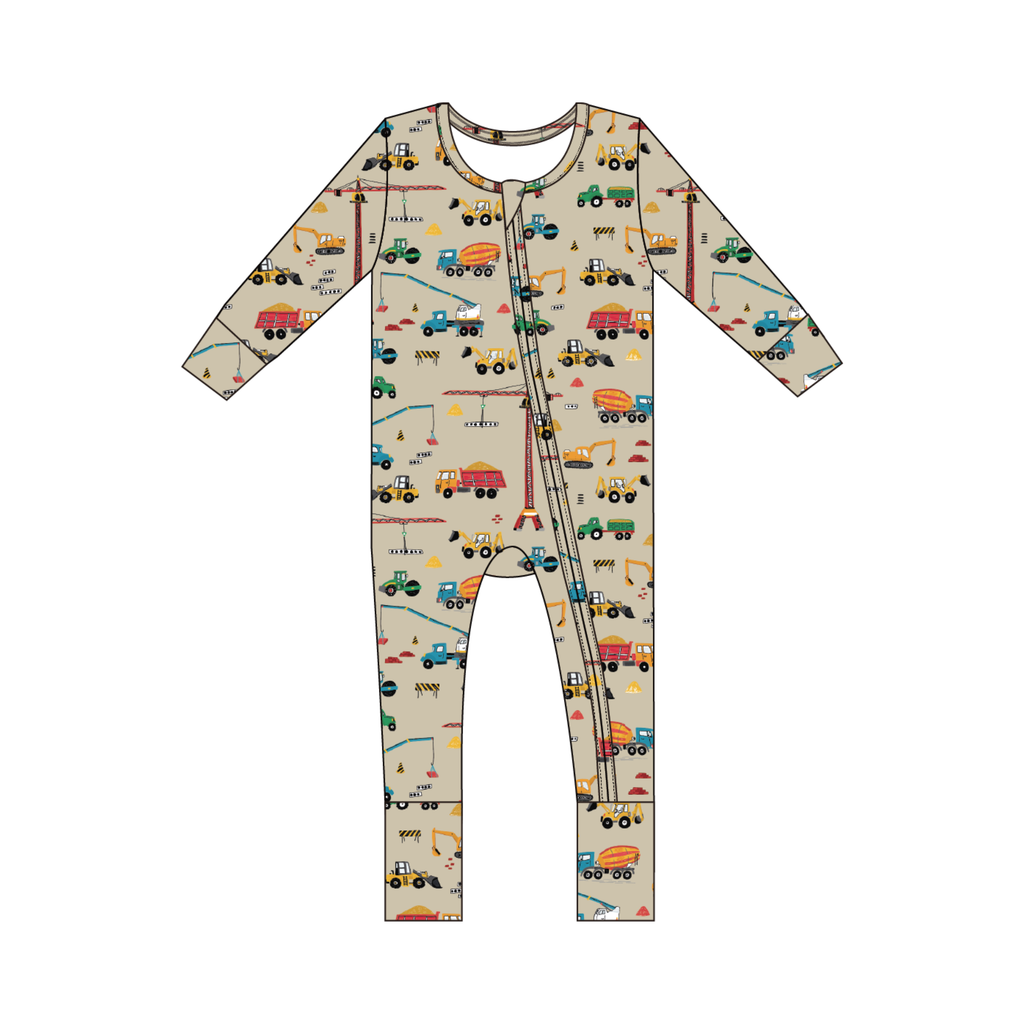Small Ribbed Bamboo Zip Romper — Sand Construction