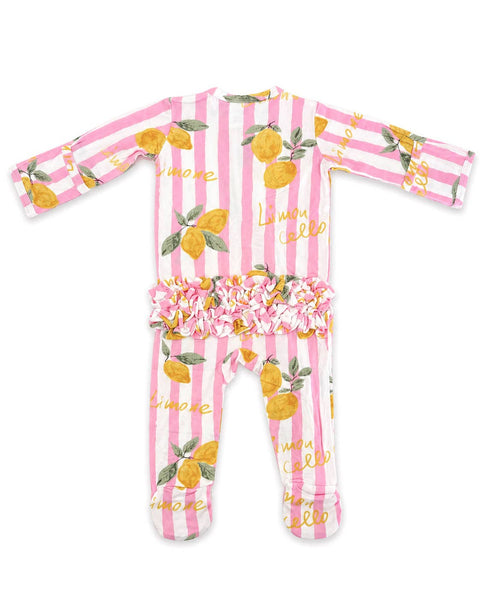 2-Way Zip Ruffle Footie, Lemon Amore