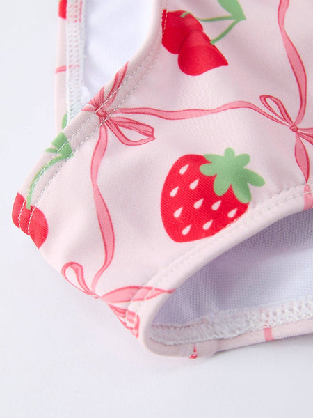 Strawberry Cherry Ruffle Girl Swimwear Set