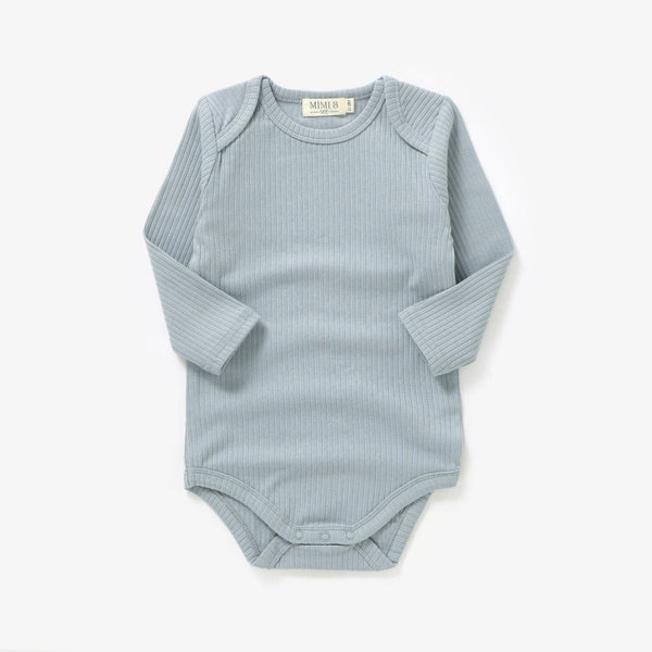 The Coby - Dusty Blue- Long sleeved organic cotton bodysuit
