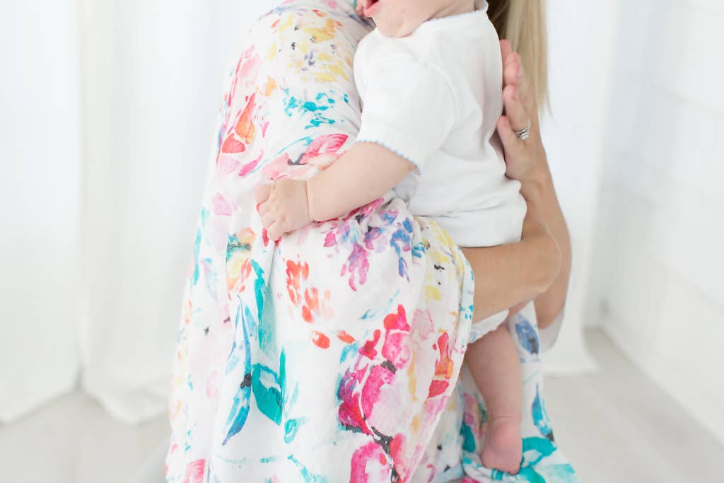 Bamboo and Organic Cotton Muslin Swaddle - Flora