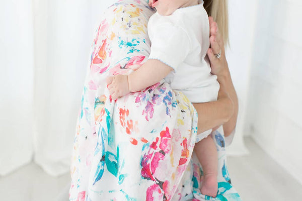 Bamboo and Organic Cotton Muslin Swaddle - Flora