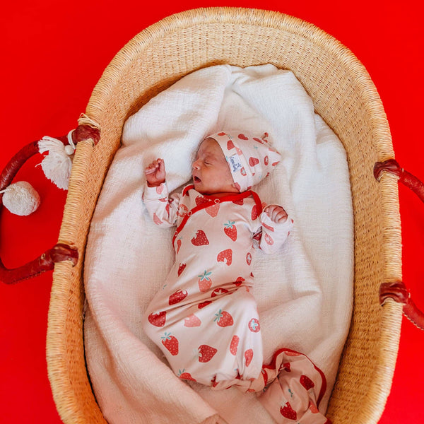 Newborn Knotted Gown - Strawberry