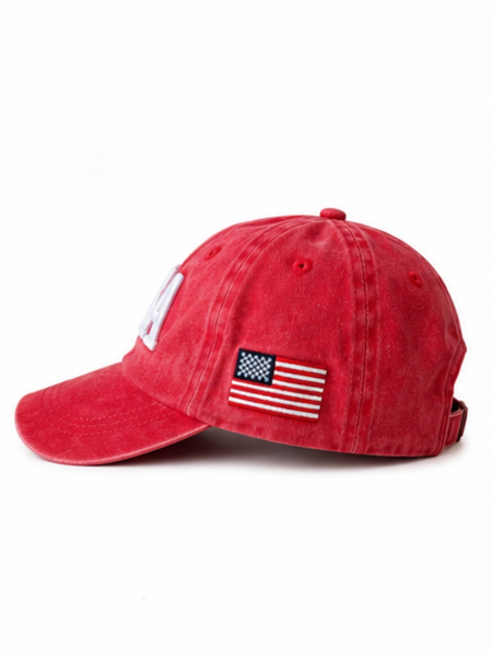 USA Kids Baseball Hat, Vintage Red