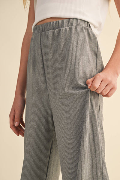 TWEEN GIRLS WIDE LEG PULL ON RIB KNIT PANTS (7-14)