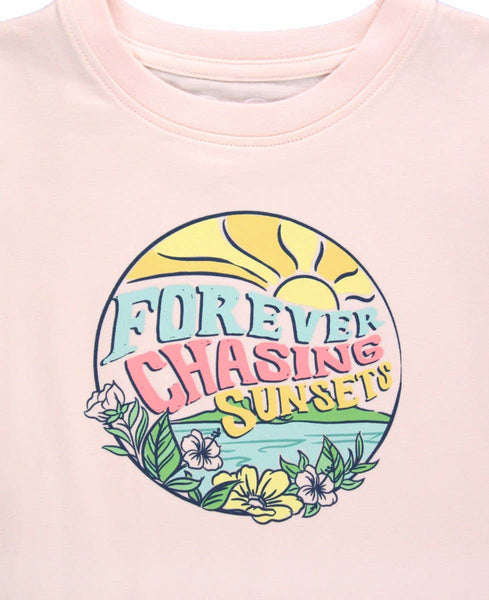 Girls Pale Pink "Chasing Sunsets" Graphic Tee