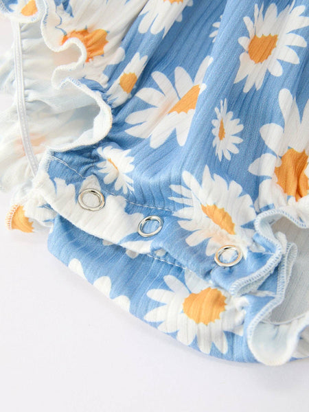 Summer Daisy Romper Bow Ruffle