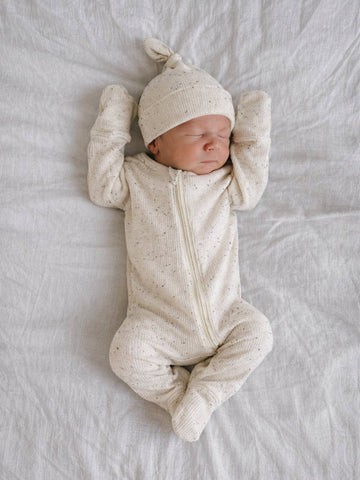 Cream Speckle / Ribbed 2-Way Zip Footie