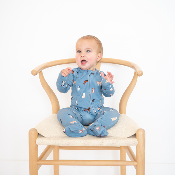 Bamboo 2-Way Convertible Zip Romper | Blue Dog