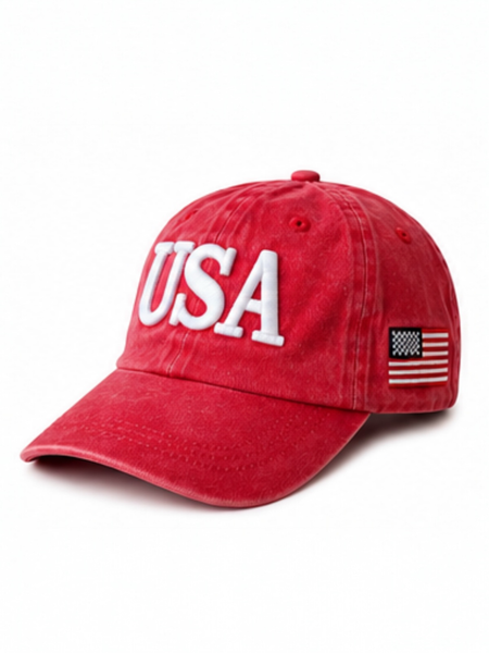 USA Kids Baseball Hat, Vintage Red