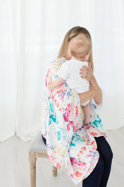 Bamboo and Organic Cotton Muslin Swaddle - Flora