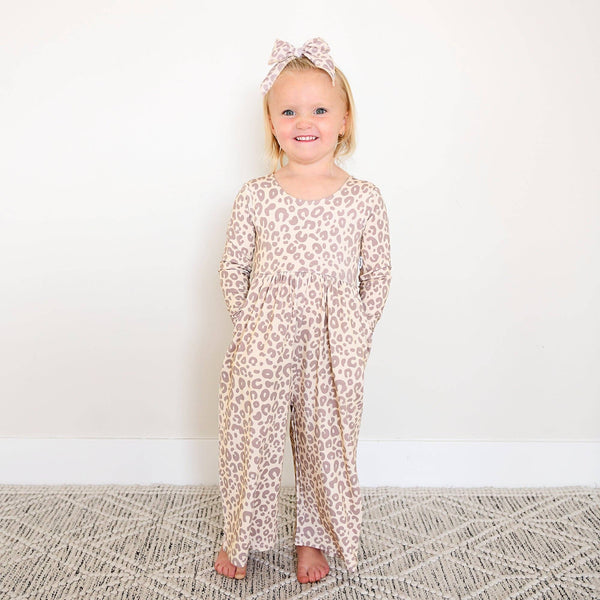 Amari Leopard WIDE LEG ROMPER Bamboo Kids Clothing Outfit