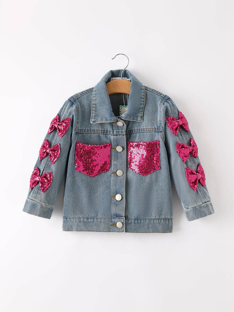 Denim Pink Sequined Jacket