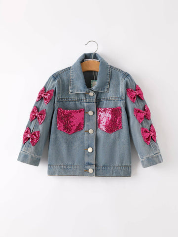 Denim Pink Sequined Jacket
