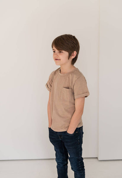 Hazelnut Stonewash Kids Pocket Tee