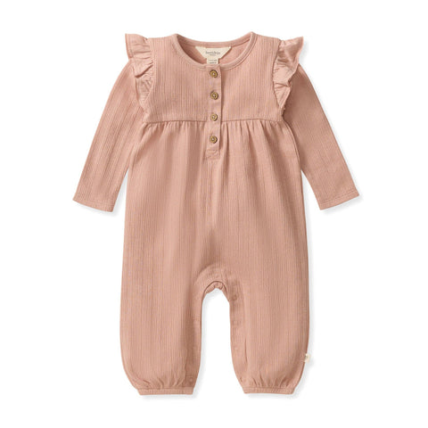 Pink Feldspar Ribbed Pointelle Jumpsuit