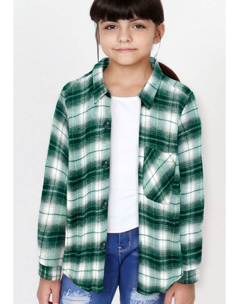 Toddler's Green Plaid Flannel Shirt