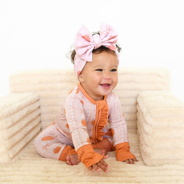 Reagan RUFFLE ZIP Bamboo Pumpkin Baby Outfit